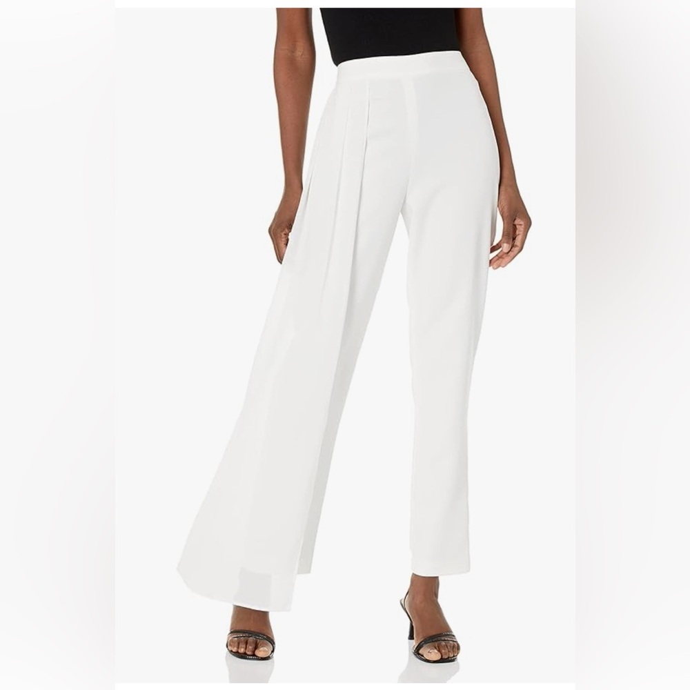 BCBGMAXAZRIA  OffWHT High Waisted Tapered Leg Pant with Sheer Fabric Detail NWT